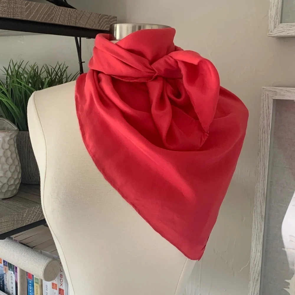 Pinkish red solid silk scarf